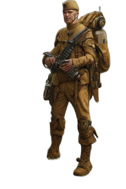 jacket, staff, weapon, robot transparent PNG cut-out