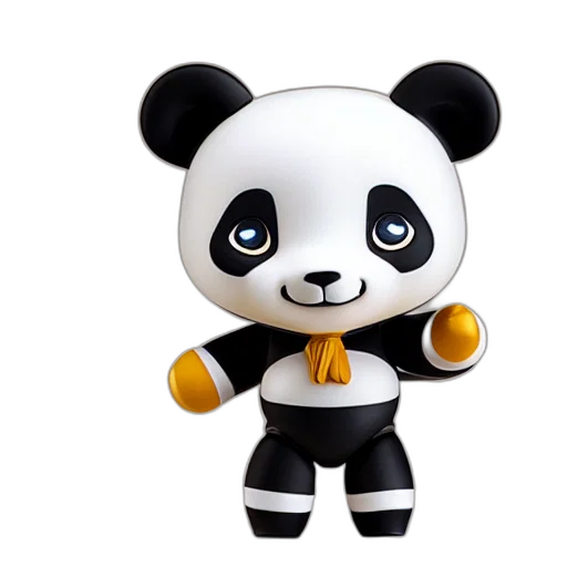 3d render, concept art, panda, nendoroid, figurine, detailed, product, photo transparent PNG cut-out