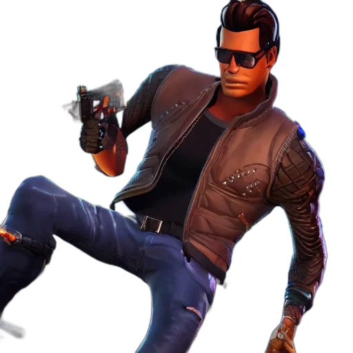 jacket, weapon, concept art, 3d render, cyberpunk, cartoon, johnny, cage transparent PNG cut-out