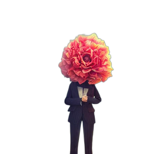 flower, crown, staff, jacket, 3d render, pixel art, concept art, photorealistic transparent PNG cut-out