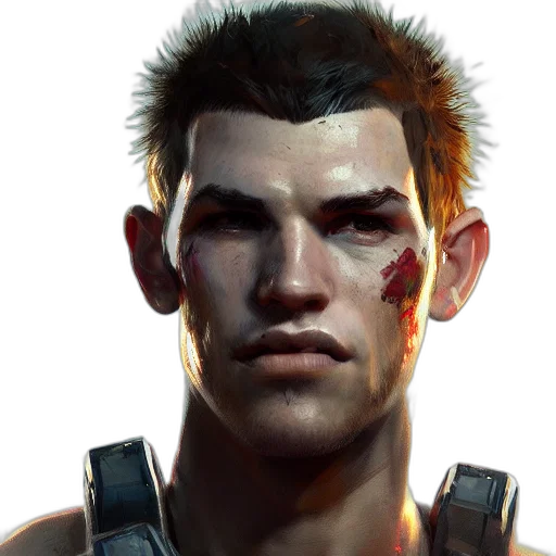 face, concept art, photorealistic, cyberpunk transparent PNG cut-out