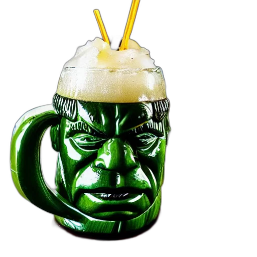 3d render, photorealistic, closeup, photograph, glossy, hulk, style, tiki transparent PNG cut-out
