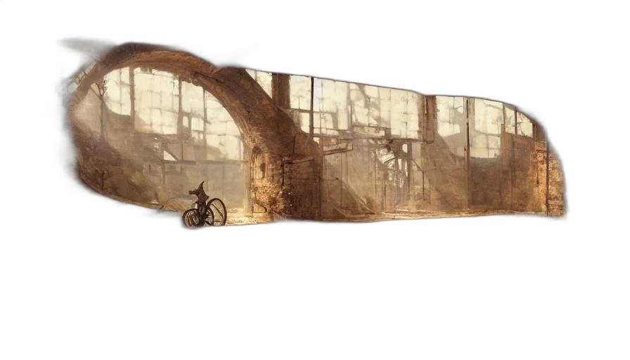 car, furniture, weapon, building, concept art, 3d render, photorealistic, earth tones transparent PNG cut-out