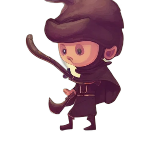 staff, hat, concept art, pixel art, fantasy art, 3d render, dark, cute transparent PNG cut-out