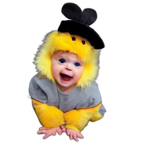 hat, animal, creature, photorealistic, 3d render, cute, baby, chick transparent PNG cut-out