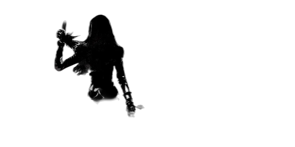 weapon, hair, sword, creature, comic book art, concept art, 3d render, fantasy art transparent PNG cut-out