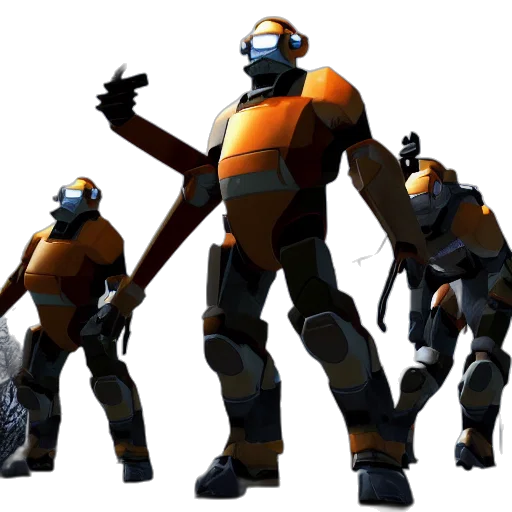 robot, concept art, 3d render, outer space, golden, earth tones, half, life transparent PNG cut-out