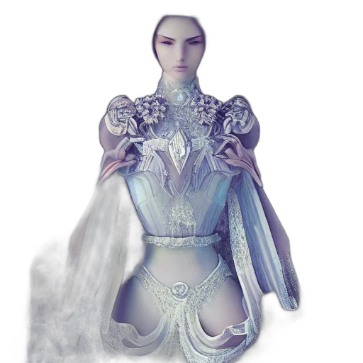 dress, jewelry, robot, staff, concept art, fantasy art, 3d render, photorealistic transparent PNG cut-out