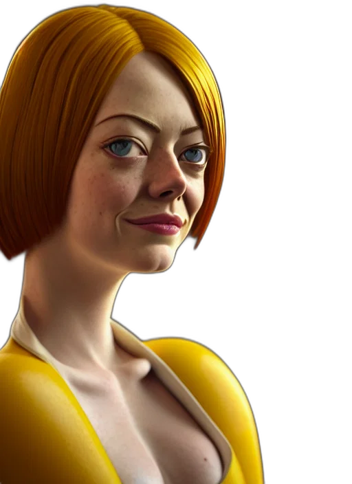face, dress, 3d render, photorealistic, concept art, fantasy art, golden, anthropomorphic transparent PNG cut-out