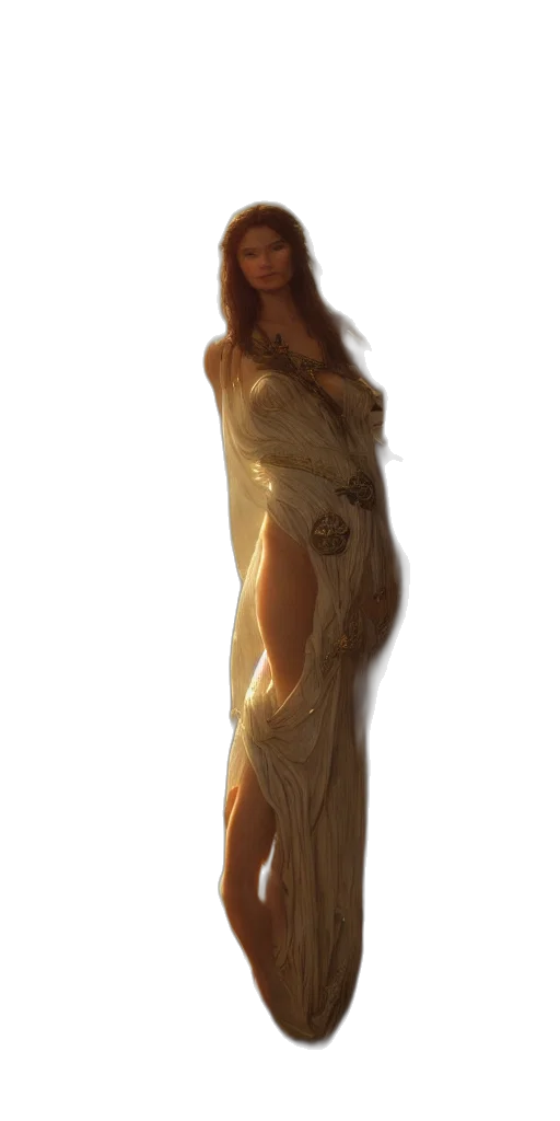 dress, staff, jewelry, hair transparent PNG cut-out