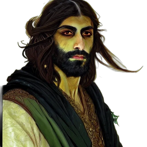 face, staff, fantasy art, photorealistic, concept art, oil painting, green, eyes transparent PNG cut-out