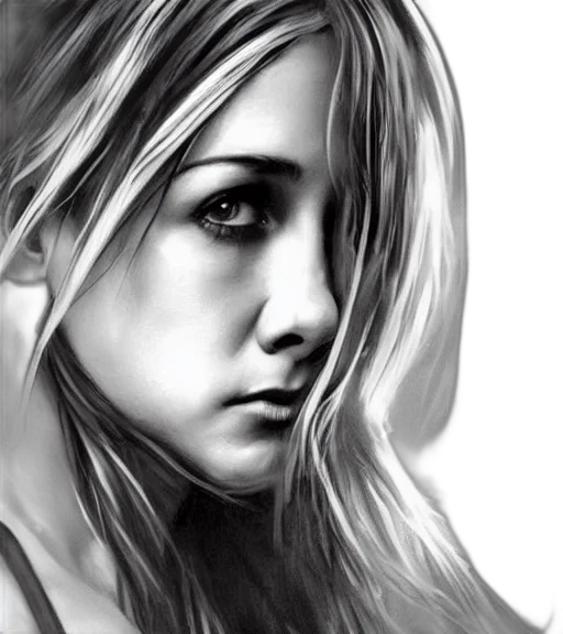 face, photorealistic, pencil sketch, oil painting, fantasy art, monochrome, aniston, beautiful transparent PNG cut-out