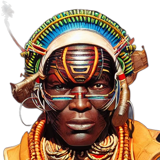 face, mask, jewelry, staff, photorealistic, concept art, fantasy art, comic book art transparent PNG cut-out