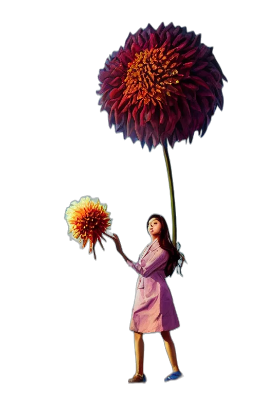 flower, staff, umbrella, dress, concept art, fantasy art, photorealistic, 3d render transparent PNG cut-out