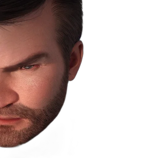 face, hair, mask, creature, 3d render, photorealistic, concept art, cartoon transparent PNG cut-out
