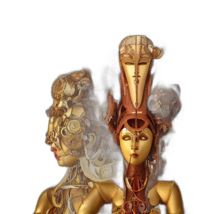 mask, crown, jewelry, staff transparent PNG cut-out