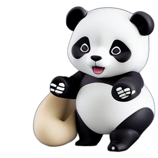 3d render, photorealistic, concept art, panda, nendoroid, figurine, detailed, product transparent PNG cut-out