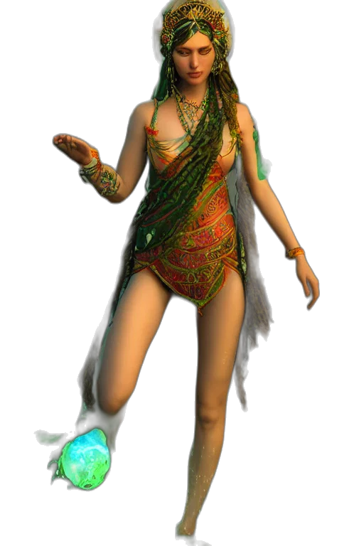 staff, dress, jewelry, creature transparent PNG cut-out