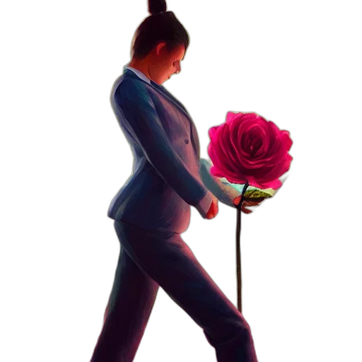 staff, flower, concept art, 3d render, photorealistic, vaporwave, portrait, giant transparent PNG cut-out