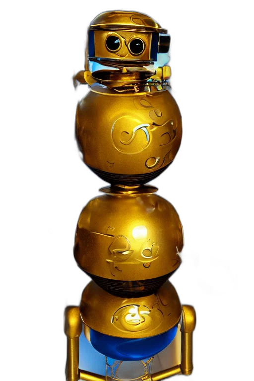 robot, bottle, crown, jewelry, 3d render, concept art, photorealistic, outer space transparent PNG cut-out