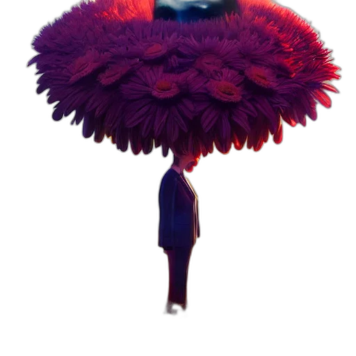 umbrella, flower, crown, hat, 3d render, concept art, photorealistic, fantasy art transparent PNG cut-out