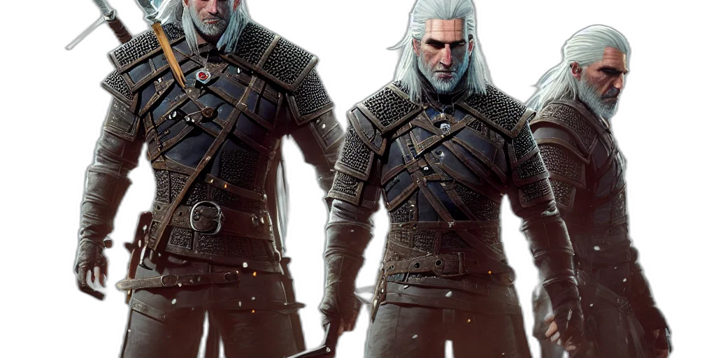 jacket, concept art, fantasy art, 3d render, dark, geralt, rivia, new transparent PNG cut-out