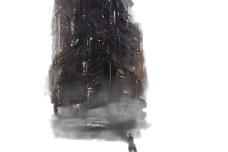 robot, building, dress, weapon, concept art, watercolor, cyberpunk, fantasy art transparent PNG cut-out