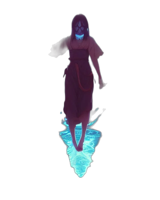 dress, creature, staff, mask transparent PNG cut-out