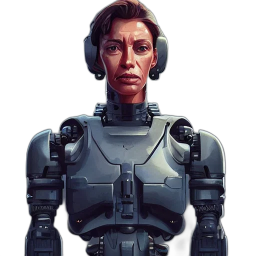 robot, face, concept art, cyberpunk transparent PNG cut-out