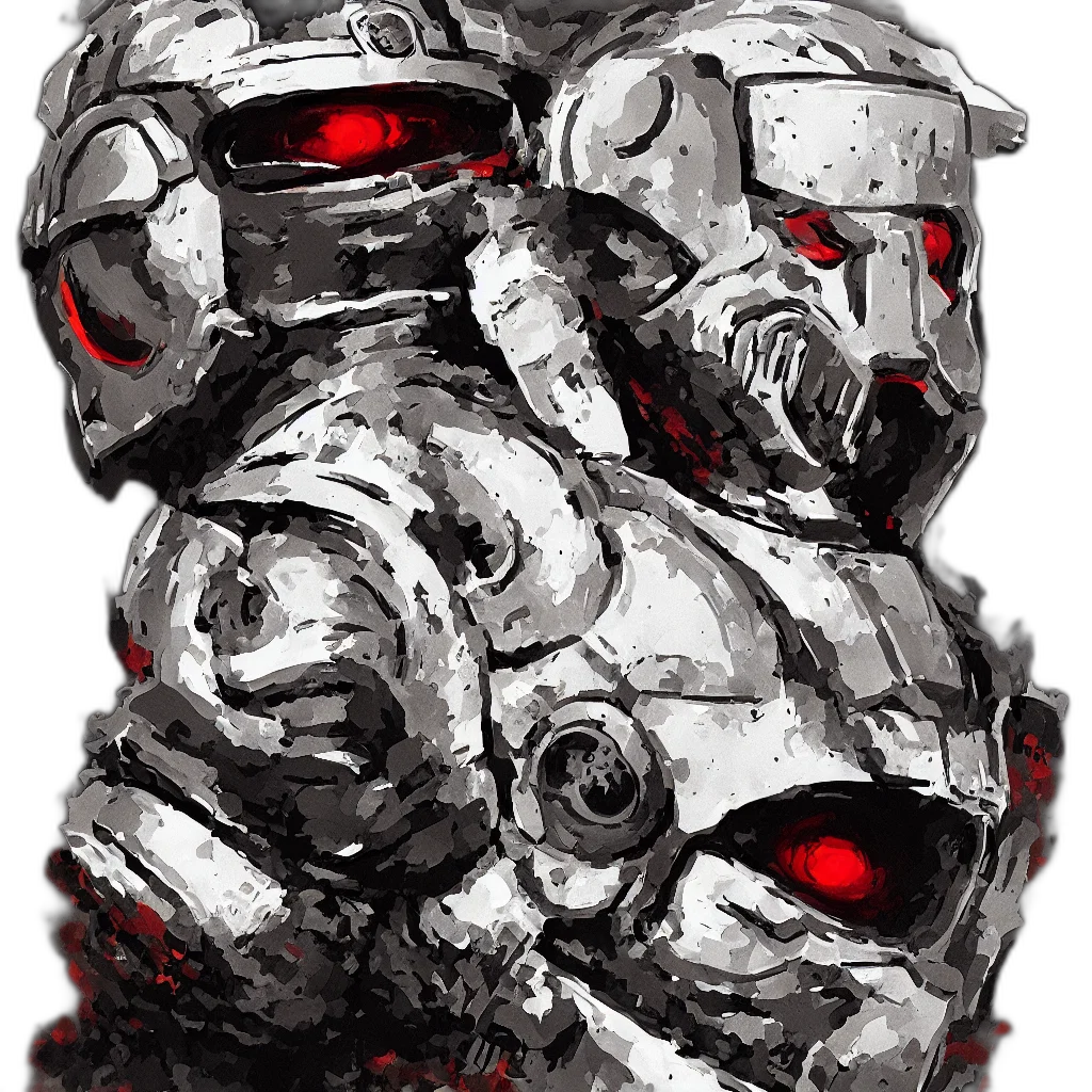 robot, mask, face, weapon, concept art, comic book art, watercolor, fantasy art transparent PNG cut-out
