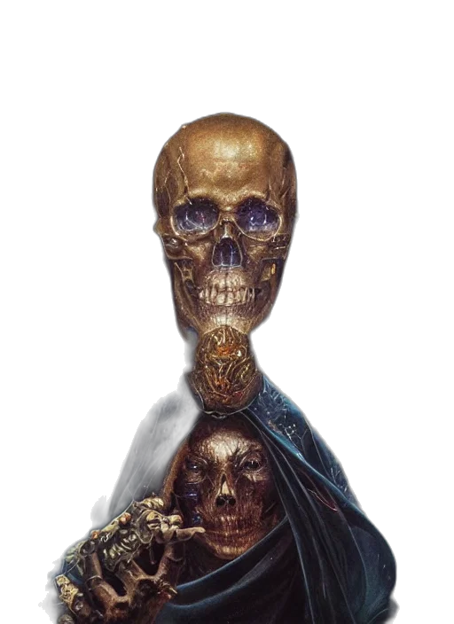 face, mask, jewelry, staff, concept art, fantasy art, photorealistic, comic book art transparent PNG cut-out