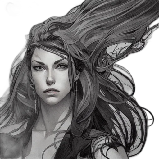 hair, face, fantasy art, photorealistic transparent PNG cut-out