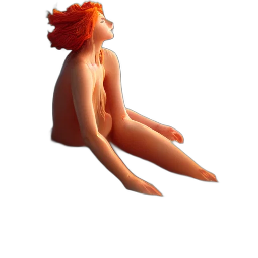 creature, dress, staff, hair transparent PNG cut-out