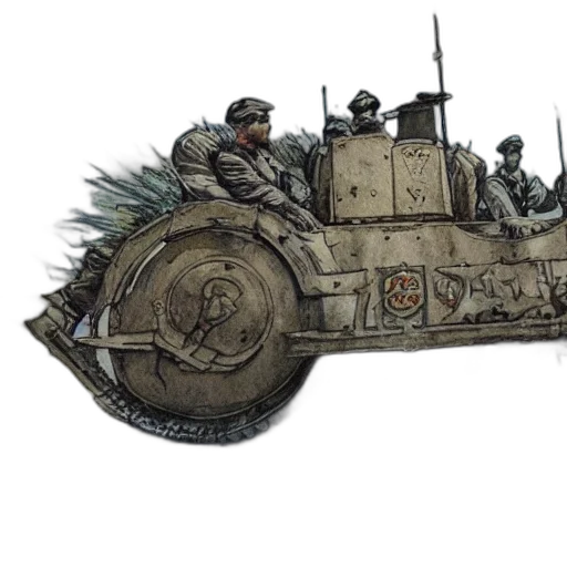 weapon, car, concept art, watercolor, fantasy art, comic book art, beautiful, aesthetic transparent PNG cut-out