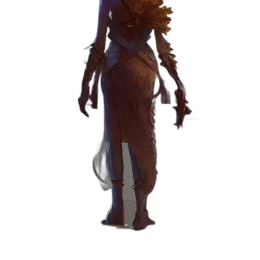 staff, dress, mask, creature, concept art, fantasy art, 3d render, pixel art transparent PNG cut-out