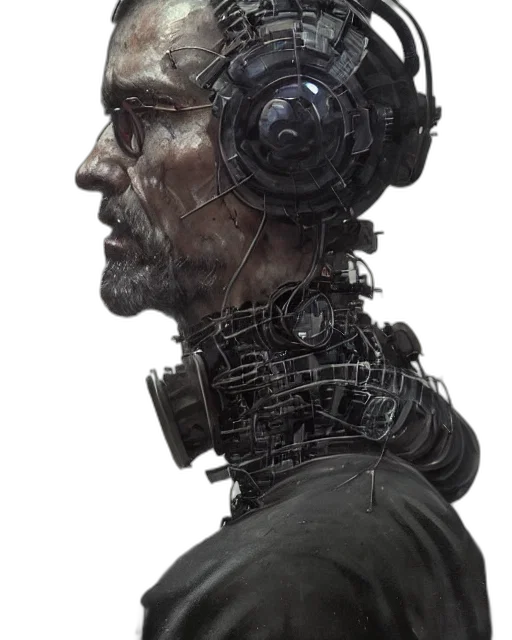 robot, face, mask, cyberpunk, concept art, photorealistic, comic book art, half transparent PNG cut-out