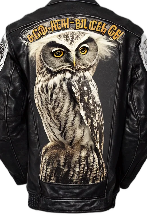 jacket, photorealistic, owl, biker transparent PNG cut-out