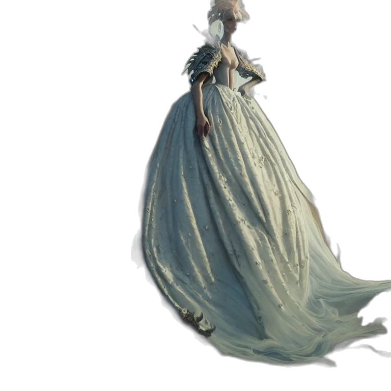 dress, sword, staff, crown, concept art, fantasy art, 3d render, watercolor transparent PNG cut-out