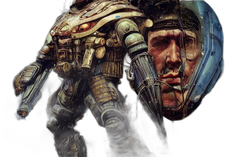 robot, face, weapon, concept art transparent PNG cut-out