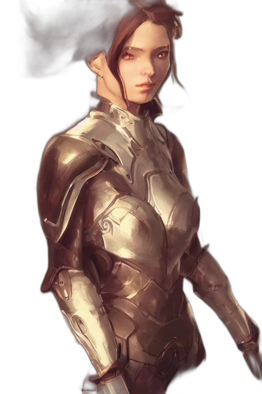 sword, robot, concept art, fantasy art, anime, photorealistic, golden, earth tones transparent PNG cut-out
