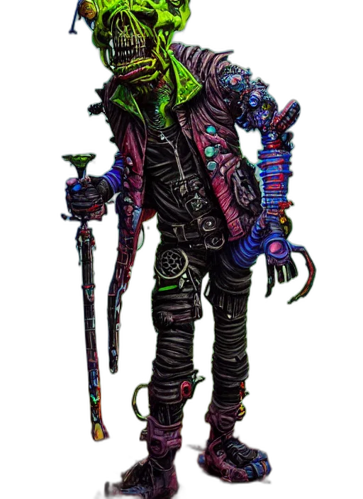 staff, robot, creature, mask, concept art, cyberpunk, fantasy art, pixel art transparent PNG cut-out