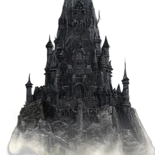 crown, building, dress, concept art, fantasy art, 3d render, comic book art, fog transparent PNG cut-out