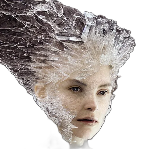 hair, face, crown, creature, photorealistic, concept art, 3d render, fantasy art transparent PNG cut-out