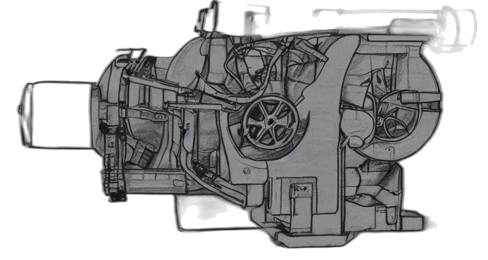 car, robot, weapon, jacket, concept art, 3d render, pencil sketch, pencil transparent PNG cut-out