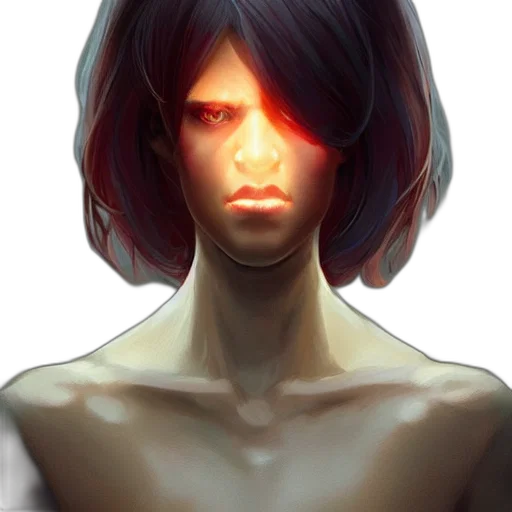 face, mask, creature, hair, concept art, fantasy art, cyberpunk, photorealistic transparent PNG cut-out