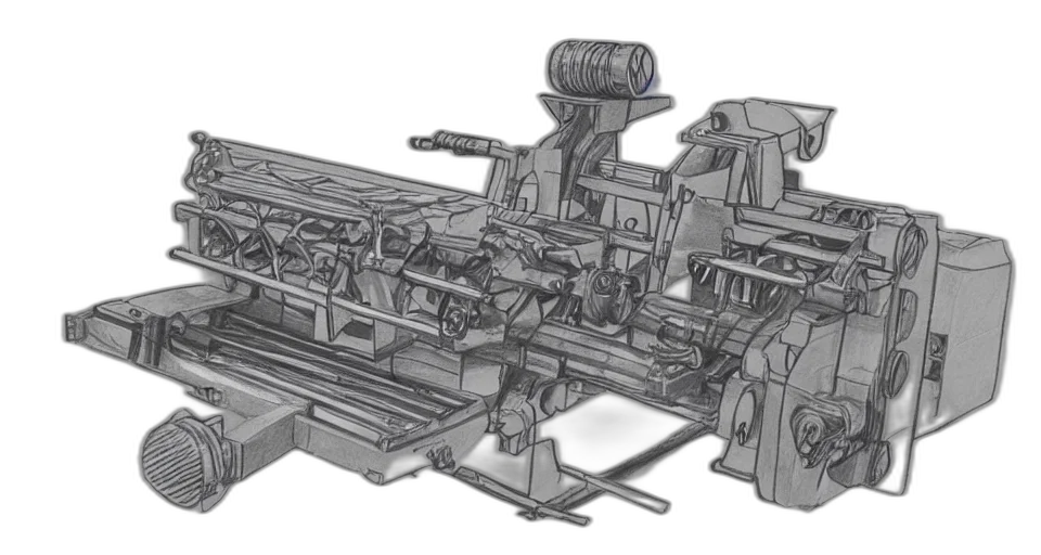robot, weapon, furniture, car, concept art, 3d render, pencil, sketch transparent PNG cut-out