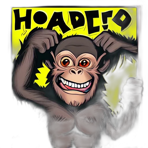 concept art, photorealistic, comic book art, monkey, goblin, hold, radical, sign transparent PNG cut-out