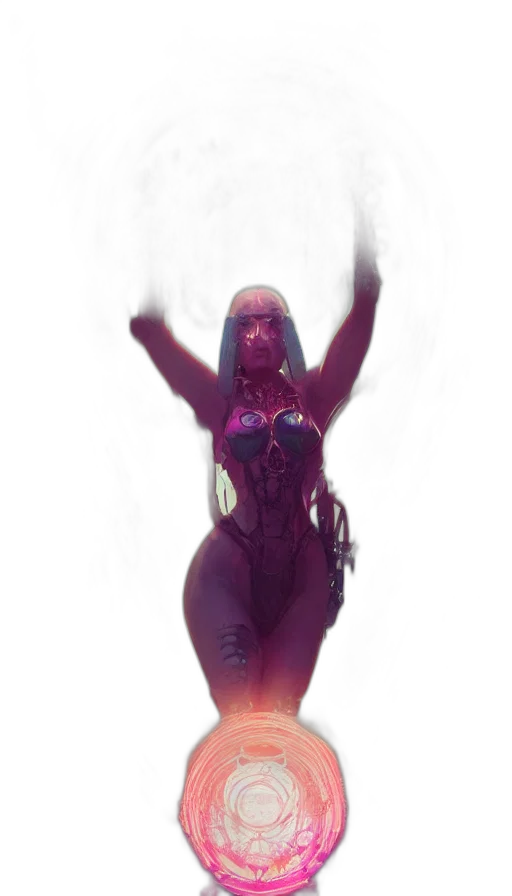 dress, creature, staff, robot transparent PNG cut-out