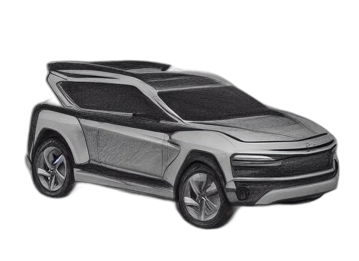 car, concept art, 3d render, pencil sketch, photorealistic, concept, non, coloring transparent PNG cut-out