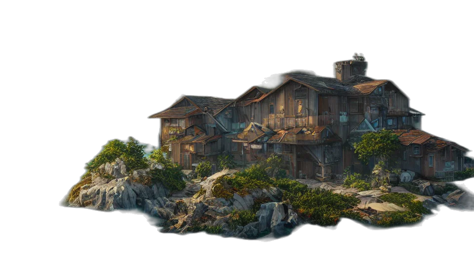 building, concept art, 3d render, fantasy art transparent PNG cut-out